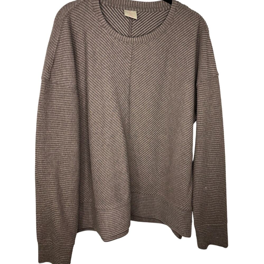 Freely Tunic Top Light Sweater Women's Size Large Taupe Neutral Soft Scoop Neck